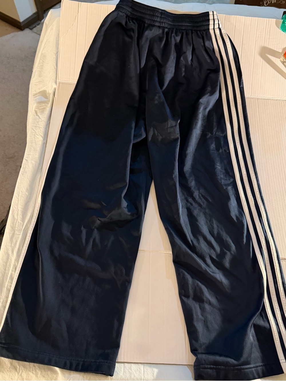 #297 Men's Navy Track Pants with White Side Stripes